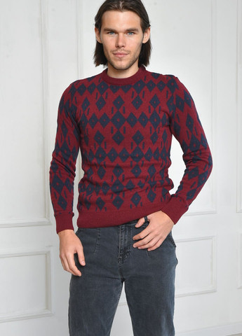 Бордовий зимовий светр чоловічий бордового кольору пуловер Let's Shop
