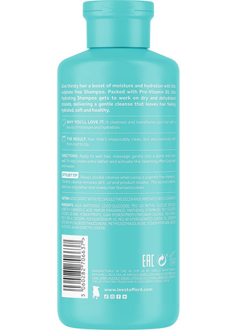 Безсульфатный увлажняющий шампунь Moisture Burst Hydrating Shampoo 250 мл Lee Stafford (274726715)