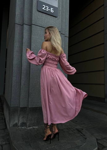 Рожева кежуал, вечірня жіноча сукня софт No Brand