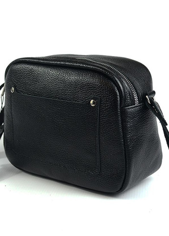 Шкіряна жіноча чорна маленька сумка крос-боді на плече, молодіжна сумочка з натуральної шкіри Serebro (266914620)