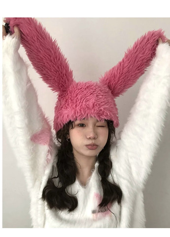 Заяц Кролик с ушками и кулиской Белая Brand шапка (259501059)