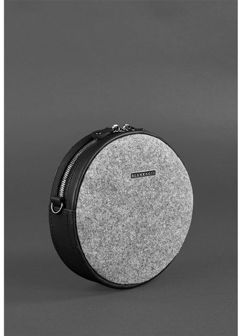 Женская фетровая круглая сумка Таблетка с кожаными бирюзовыми вставками BN-BAG-23-FELT-TIFFANY BlankNote (278050546)