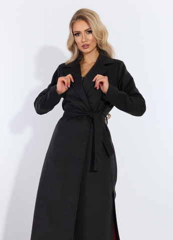 Чорне Жіночий верхній одяг Кашемірове пальто з розрізами (5299) Lemanta