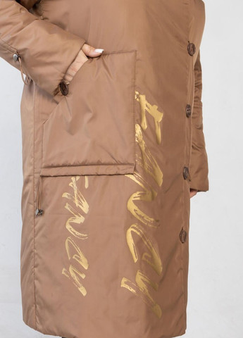 Горчичное демисезонное Пальто демисезонное на пуговицах с капюшоном большого размера DIMODA