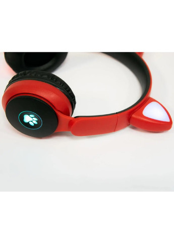 Бездротові дитячі компактні блютус навушники з котячими вушками і лапами, що світяться, 19х18х7 см (474151-Prob) Червоні Unbranded (257470810)