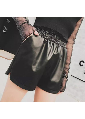 Женские шорты Icon с карманами из экокожи черные No Brand (257271849)
