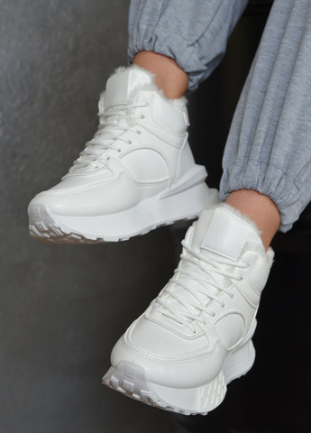 Білі зимовий кросівки жіночі на хутрі білого кольору Let's Shop