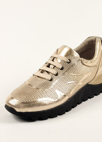 Золотые всесезонные кроссовки золотистые кожаные Evromoda