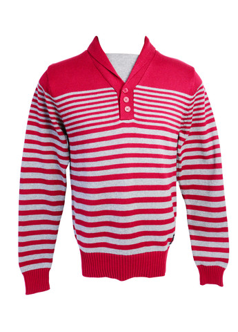 Комбинированный демисезонный мужской теплый свитер в полоску s/42 красный-серый insider Lefties