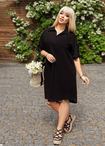 Черное платье рубашка льняное LeVi