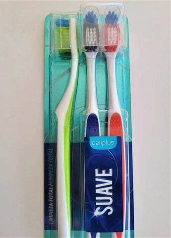 Набор зубных щеток с Мягкой щетиной 3 шт. Зеленая+ Синяя+ Красная Soft Deliplus (259500522)