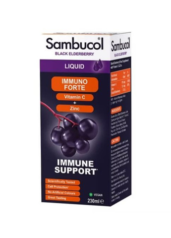 Black Elderberry Immuno Forte + Vitamin C + Zinc 230 ml /46 servings/ Sambucol (264295803)