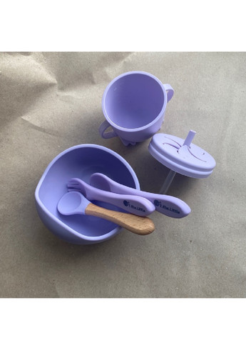 Набір дитячого посуду чашка тарілка прилади харчовий силікон для дітей малюків (475010-Prob) Фіолетовий Unbranded (260648357)