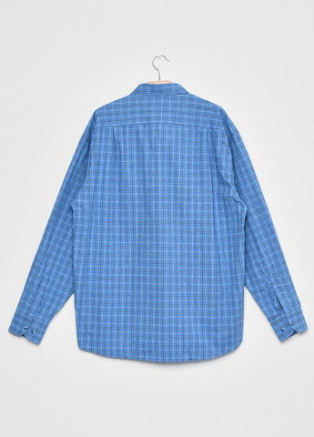 Сорочка чоловіча батальна блакитного кольору в клітинку Let's Shop (277228733)