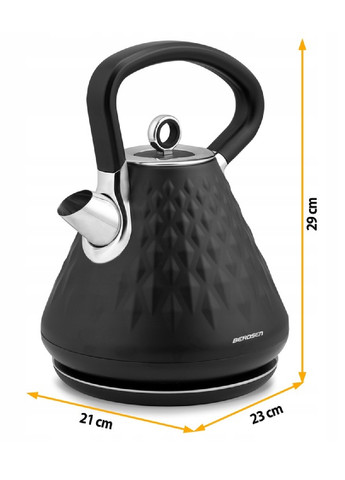 Электрочайник электрический чайник эргономичный металл с подсветкой фильтром 1,7 л 2200 Вт 29х23 см (475763-Prob) Черный Unbranded (271039197)