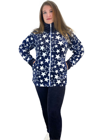 Темно-синяя всесезон комплект махровый на молнии звезда кофта + брюки Жемчужина стилей 1378