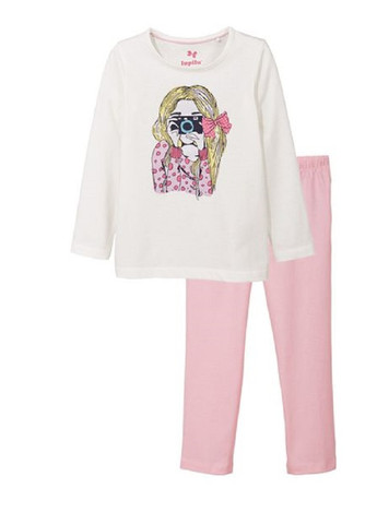 Розовая всесезон пижама детская лонгслив + брюки Lupilu