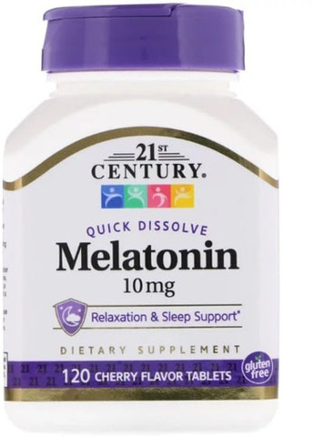 Melatonin, Quick Dissolve 10 mg 120 Tabs Cherry Flavor CEN-27503 21st Century (257410819)
