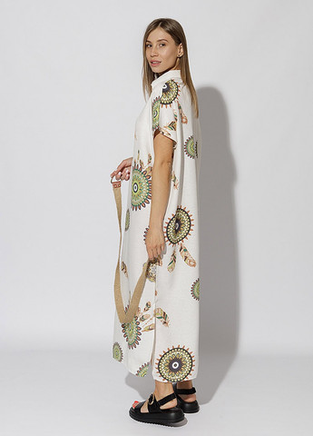 Бежевое женское длинное платье цвет бежевый цб-00219268 SHENAZ TEKSTIL