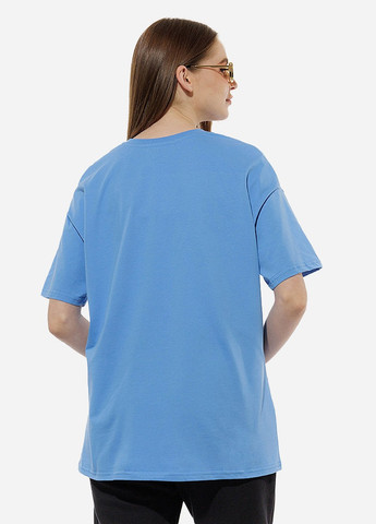 Синя літня жіноча футболка оверсайз колір синій цб-00219655 Dias