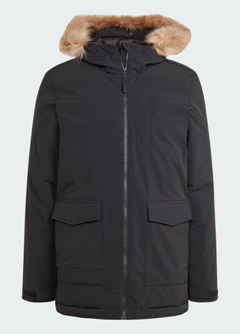 Чорна демісезонна парку з капюшоном hooded fur adidas