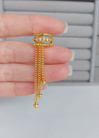 Кафа на вухо з ланцюжками MK1246-1 жовте золото DeKolie (260596482)