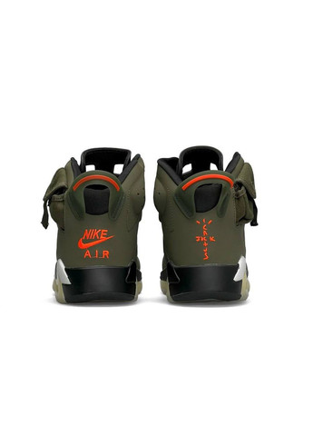 Оливковые (хаки) демисезонные кроссовки мужские, вьетнам Nike Air Jordan Retro 6 X Travis Scott ‘Olive’