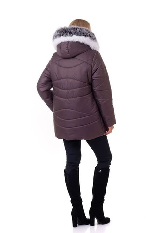 Коричневая зимняя женская куртка большого размера зимняя SK