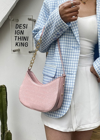 Женская сумочка багет рептилия розовая No Brand (259294528)
