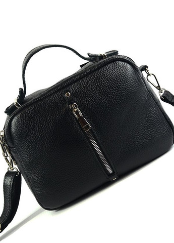 Маленька жіноча сумка крос-боді з натуральної шкіри, чорна молодіжна шкіряна сумочка з ручкою Serebro (266914621)