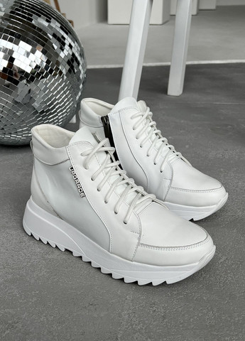 Білі осінні комфортні та стильні демісезонні кросівки з натуральної шкіри InFashion Кросівки