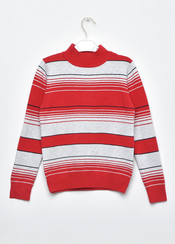 Красный демисезонный свитер детский для мальчика красного цвета в полоску пуловер Let's Shop
