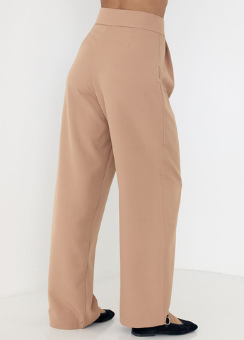 Прямі жіночі штани з високою посадкою - кавовий Lurex (265842127)