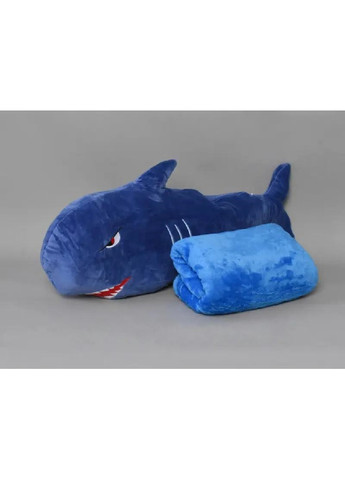 Комплект мягкая игрушка подушка обнимашка антистресс с пледом одеялом покрывалом полиэстер 70х20 см (475907-Prob) Акула синяя Unbranded (275068639)