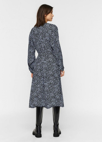 Синее повседневный платье-рубашка oversize с принтом синее рубашка Vero Moda