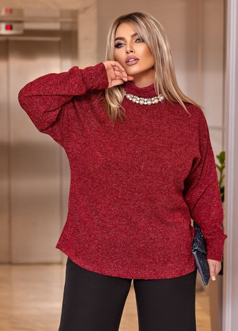Бордовий женский свитер с всоким горлом цвет марсал р.48/50 447409 New Trend