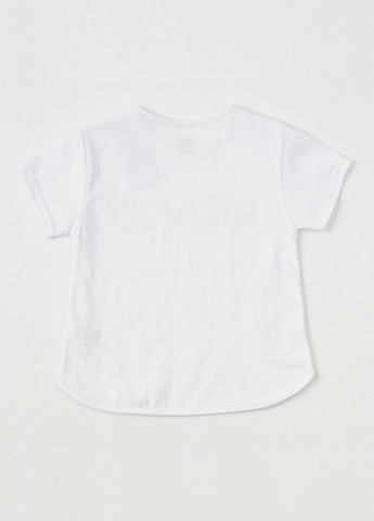 Белая летняя футболка белая "лого-цветы" KRAKO