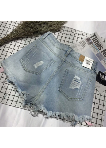 Жіночі джинсові шорти з рожевими лампасами блакитні No Brand (277965278)