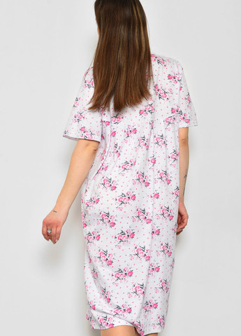 Ночная рубашка женская батальная белого цвета с цветочным принтом Let's Shop (277925660)