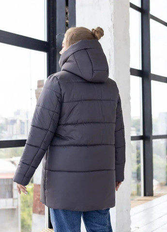 Графітова зимня жіноча зимова куртка великого розміру SK