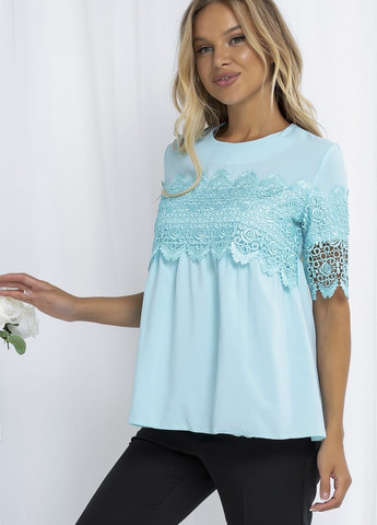 Бирюзовая летняя блуза женская цвета тиффани на запах Let's Shop