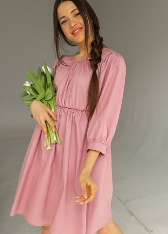 Розовое повседневный платье женское однотонное розового цвета оверсайз Let's Shop однотонное