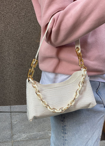 Жіноча маленька сумка багет біла No Brand (270369425)