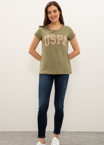 Оливковая (хаки) женская футболка-футболка u.s.polo assn женская U.S. Polo Assn.