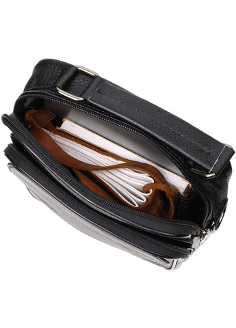 Практичний чоловічий месенджер із натуральної шкіри 21950 Чорний Vintage (267507120)