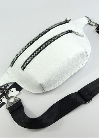 Біла шкіряна сумка бананка через плече, нагрудна поясна сумочка з натуральної шкіри Serebro (266914619)