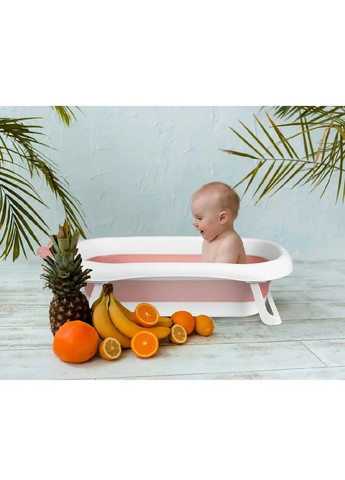 Складна компактна портативна ванна з подушкою нековзним оздобленням для дітей малюків (475162-Prob) Біло-рожева Unbranded (262596927)