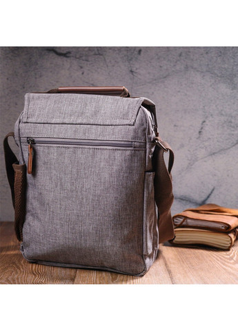 Чоловіча сумка через плече з текстилю 21263 Сіра Vintage (258286238)