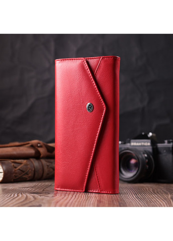Женский кошелек с геометрическим клапаном из натуральной кожи 22545 Красный st leather (277980435)