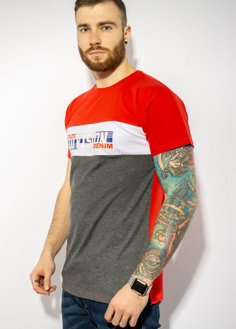 Бесцветная футболка с текстовым принтом (красно-серый) Time of Style